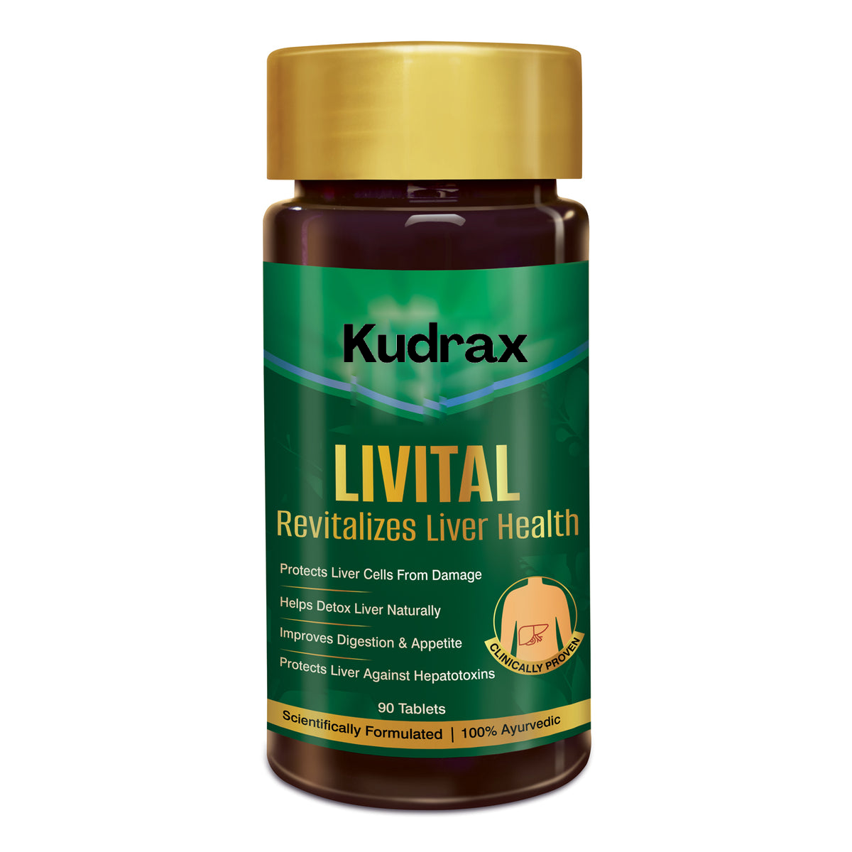Kudrax® Livital Liver Tablets (90 Tabs) | Clinically Proven for Liver Detox & Health in 2 Months